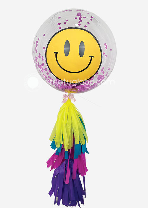 Burbuja carita feliz multicolor ni a Crea Tu Globo