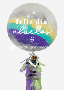 Globo dia del abuelo pastel con glitter