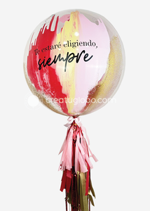 Globo bubuja mancha y glitter San Valentin