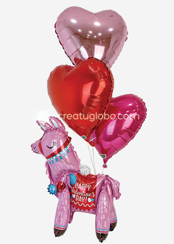 Llama + corazones San Valentin