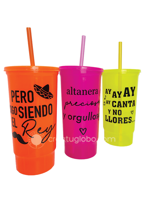 Vasos con popote frases de canciones