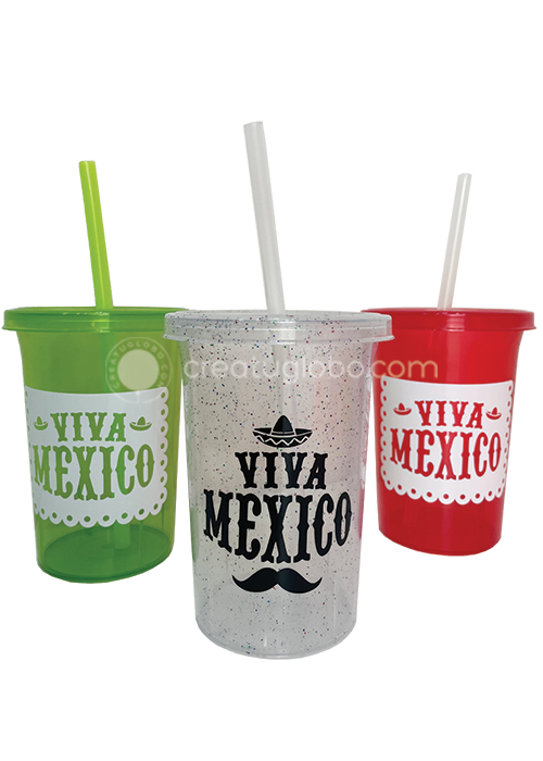 Vasos con popote Viva México