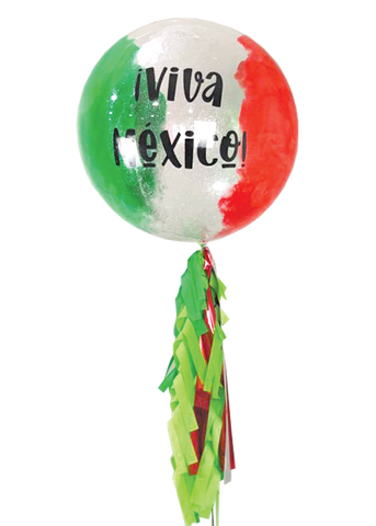 Burbuja Viva México franjas con glitter