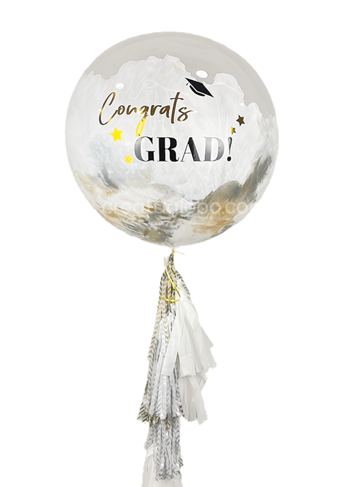 Globo burbuja marmol graduacion blanco