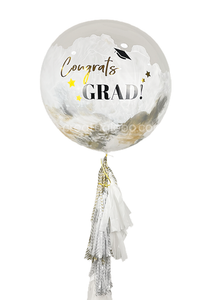 Globo burbuja marmol graduacion blanco